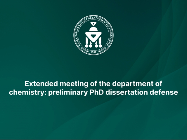 Extended meeting of the department of chemistry: preliminary PhD dissertation defense